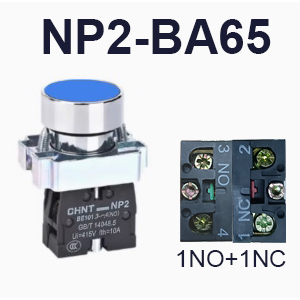 NP2-BA65-Push button-Blue-1NO+1NC-CHINT ELECTRIC